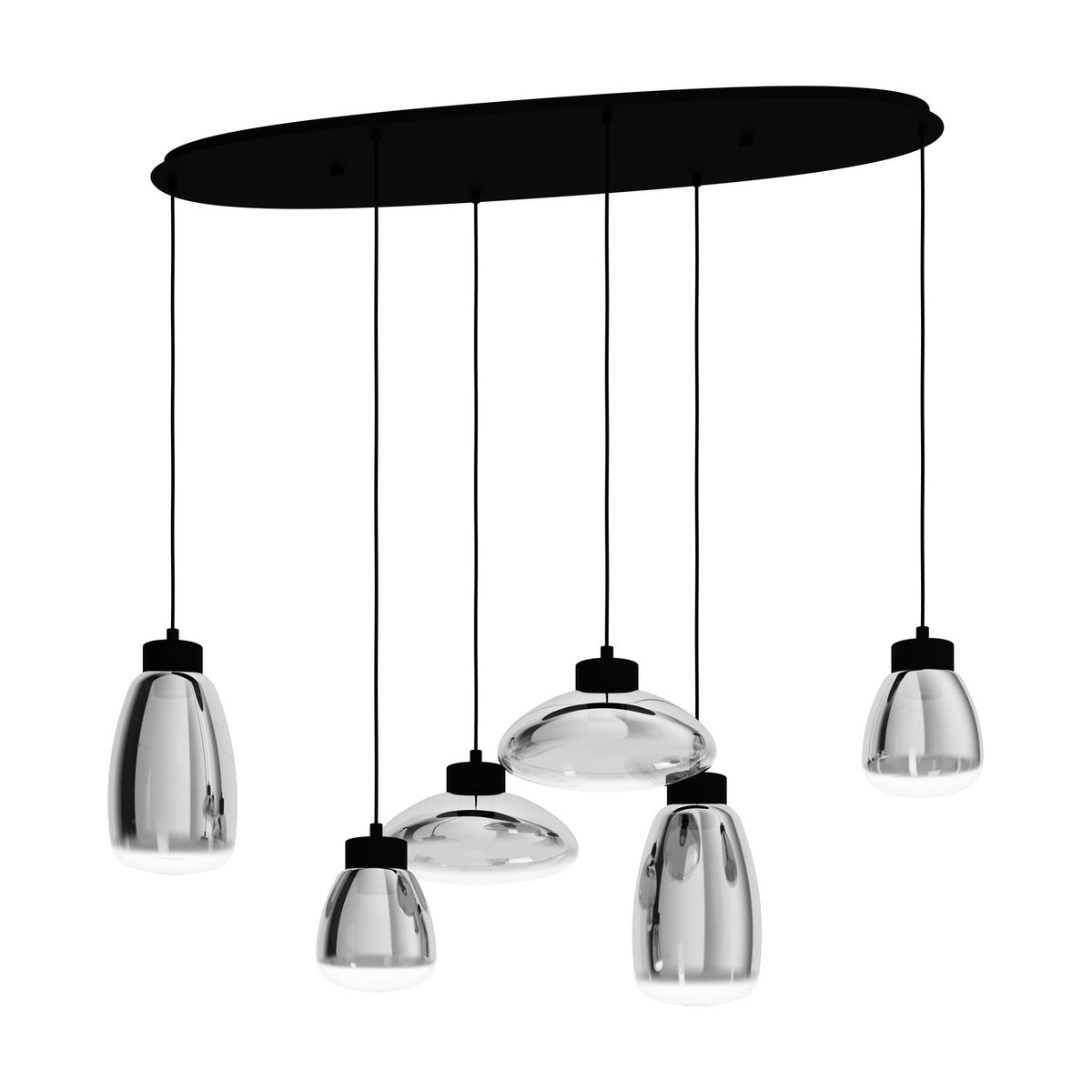 Sarnarra Smoked Glass Linear Pendant Light - Black