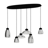 Sarnarra Smoked Glass Linear Pendant Light - Black
