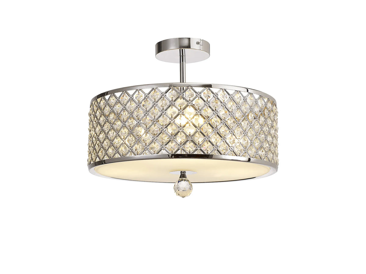Sasha 3 Light Semi Flush Ceiling Light 40.5cm - Polished Chrome