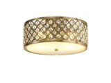 Sasha 2 Light E27 Flush Ceiling Light 30cm - Antique Brass