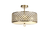 Sasha 3 Light E27 Semi Flush Ceiling Light 40.5cm - Antique Brass