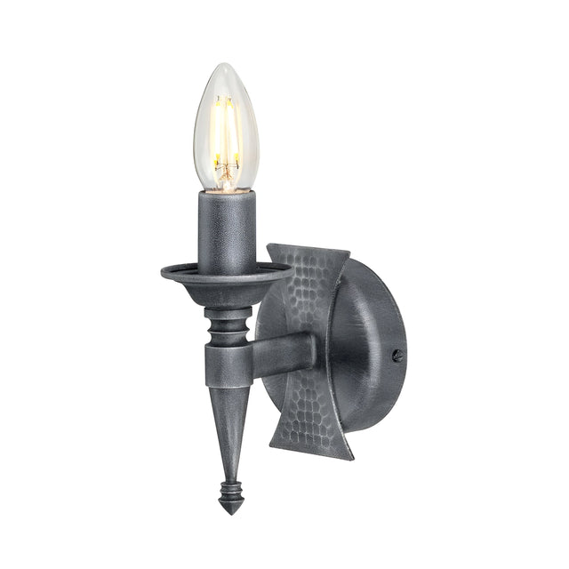 Saxon 1 Light Wall Light - Black/Silver Patina