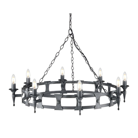 Saxon 8 Light Chandelier - Black/Silver Patina