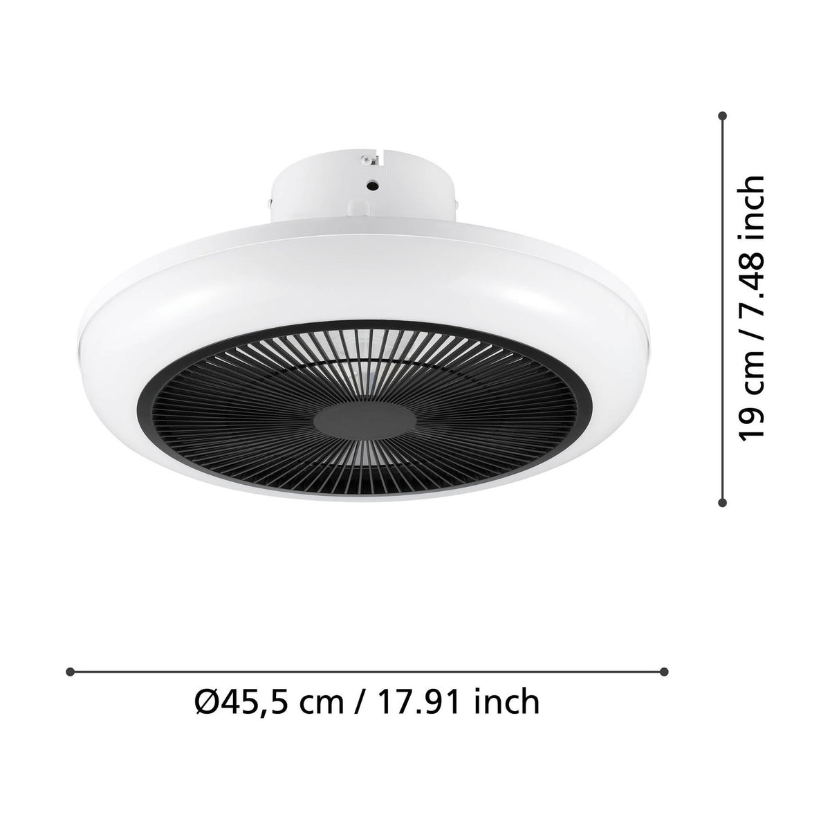 Sayulita Ceiling Fan with Light - White & Black