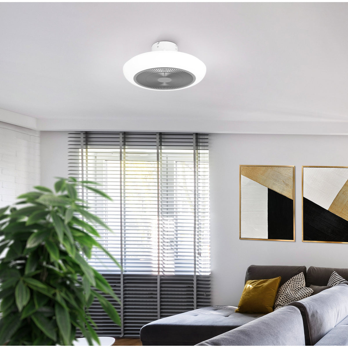 Sayulita Ceiling Fan with Light - White & Grey