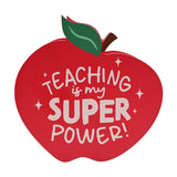 Teaching Is My Super Power Apple Teacher Wooden Pen Pot - Red