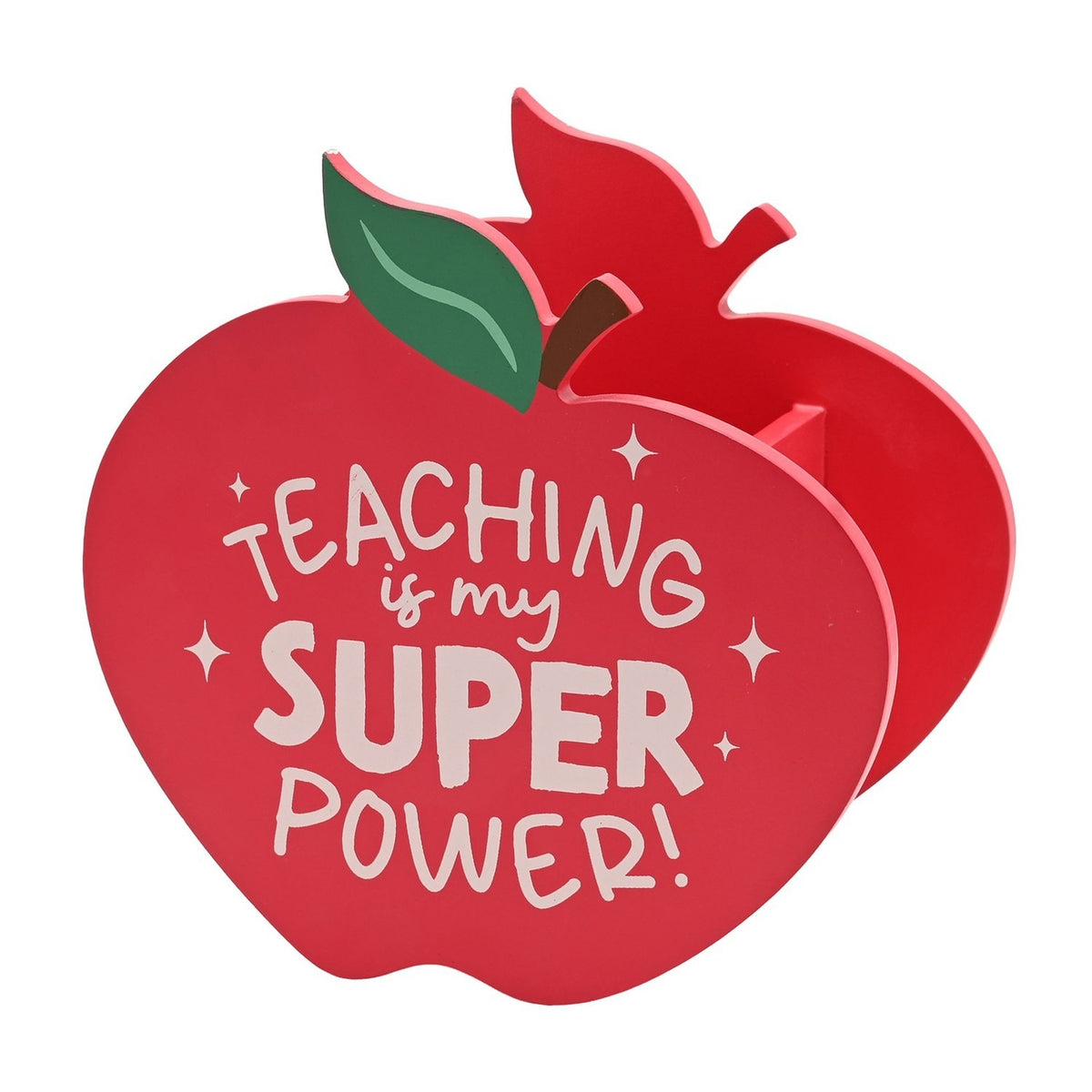 Teaching Is My Super Power Apple Teacher Wooden Pen Pot - Red