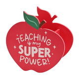 Teaching Is My Super Power Apple Teacher Wooden Pen Pot - Red