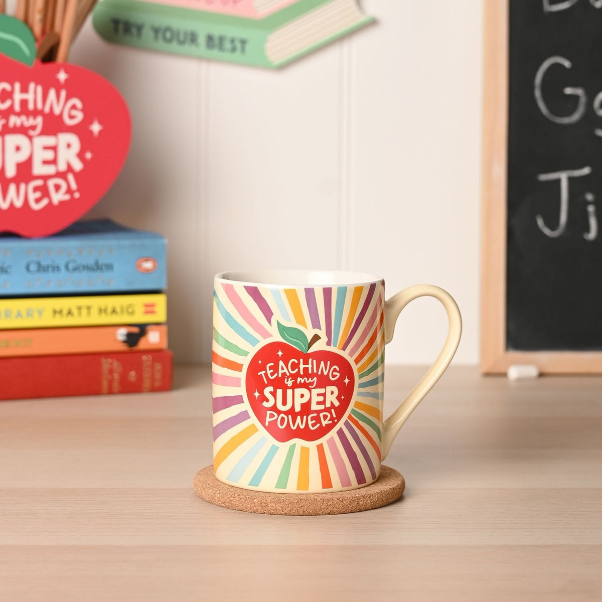 Teaching Is My Super Power Apple and Rainbow Porcelain Mug
