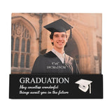Graduation Cap Wooden Block Photo Frame 6 x 4in - Black