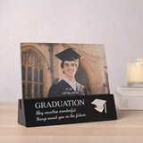 Graduation Cap Wooden Block Photo Frame 6 x 4in - Black