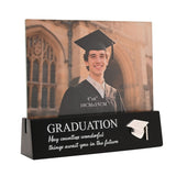 Graduation Cap Wooden Block Photo Frame 6 x 4in - Black