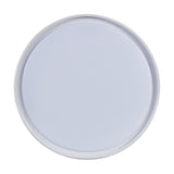 Seluci LED Flush Ceiling Light in white, round design with a white plastic diffuser framed by a ringed rim and clear outer band, shown from above on a plain white background.