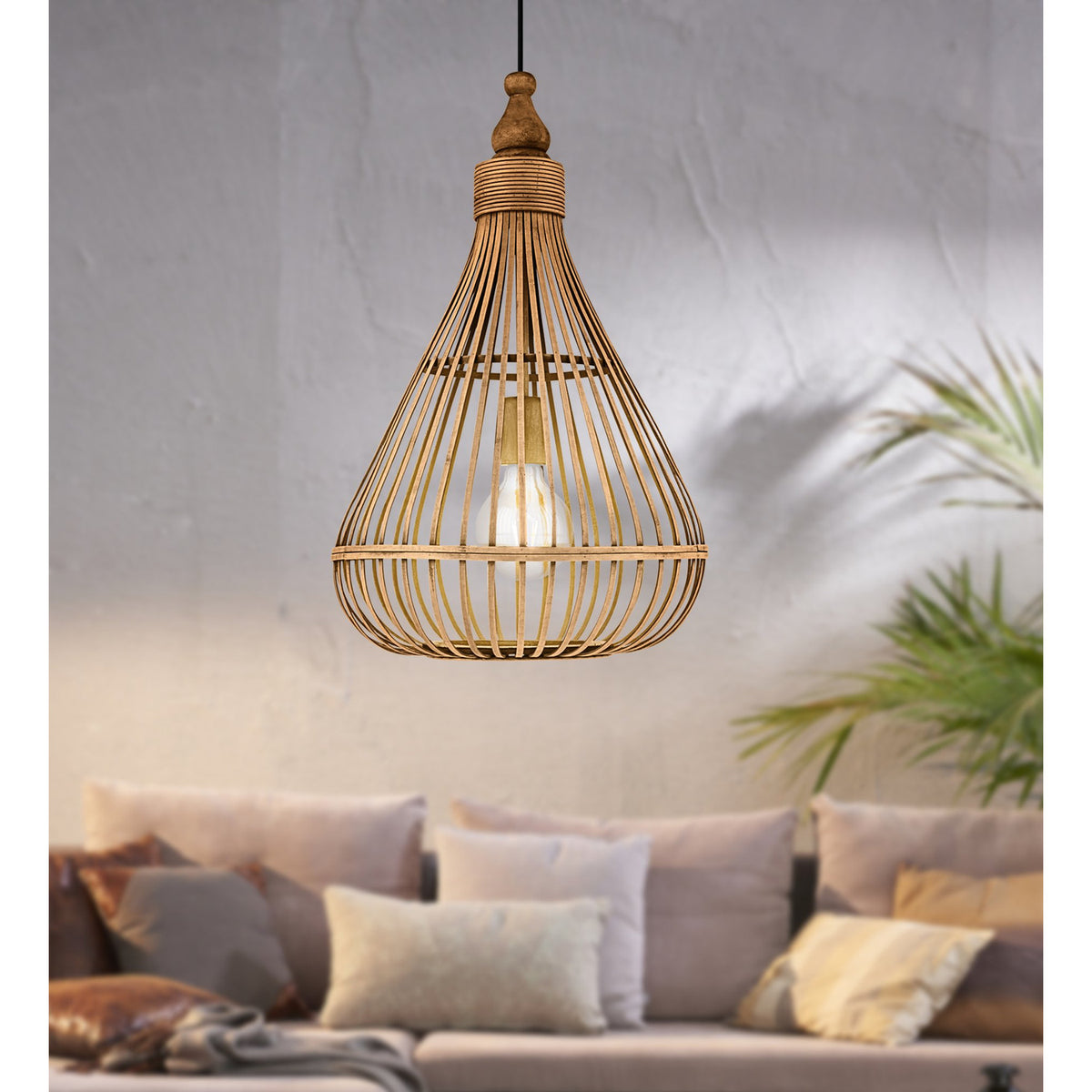 Serbanne Wooden Pendant Light 35cm - Brown