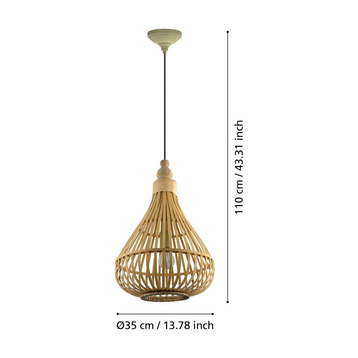Serbanne Wooden Pendant Light 35cm - Brown
