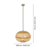 Serbanne Wooden Pendant Light 38cm - Brown