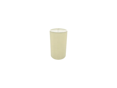 Serena Lamp Shade 12cm in ivory pearl, a small straight-sided cylinder in faux silk with white laminate lining, shown on a plain white background.