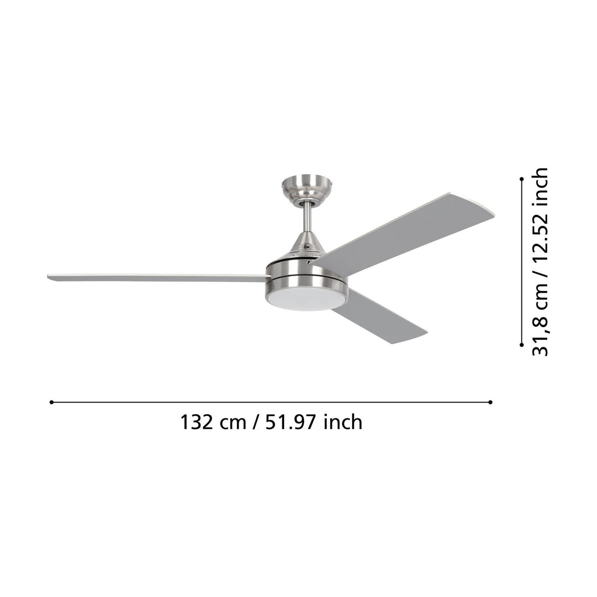 Sesimbra Ceiling Fan with Light - Satin Nickel