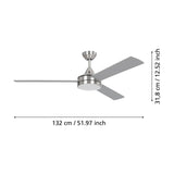 Sesimbra Ceiling Fan with Light - Satin Nickel