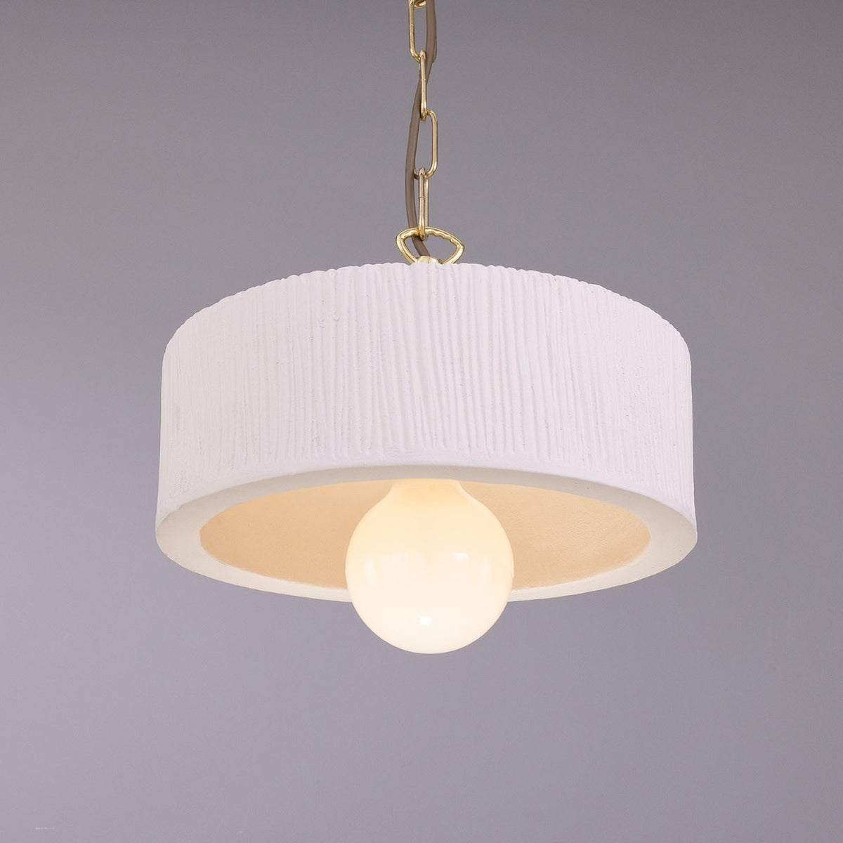 Seville Ceramic Pendant Light - Matt White Striped