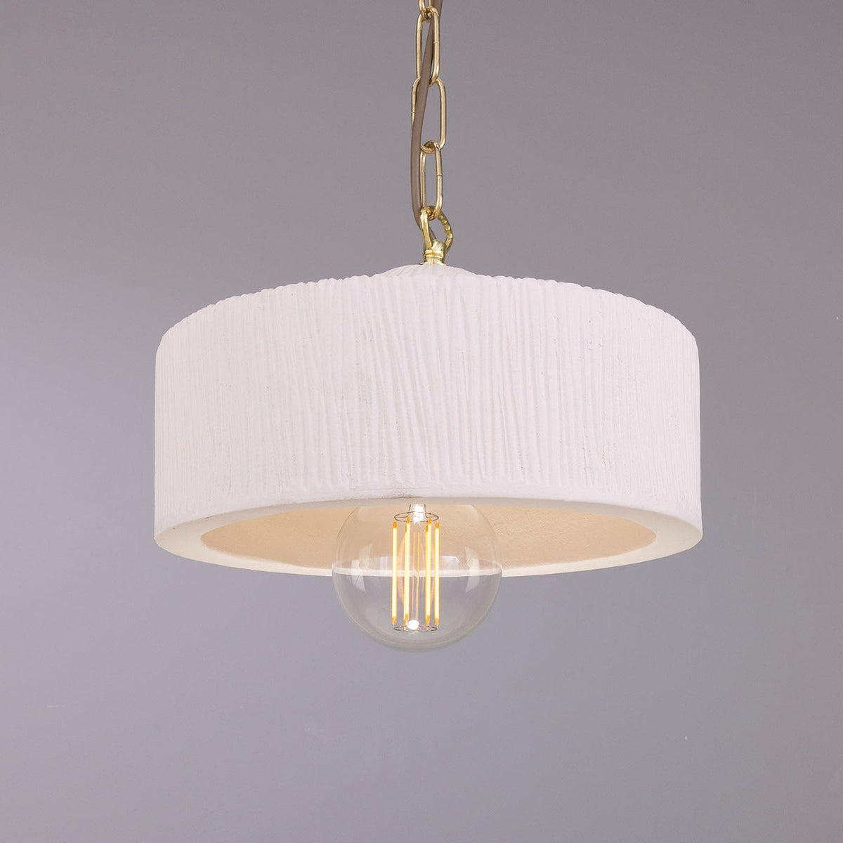 Seville Ceramic Pendant Light - Matt White Striped