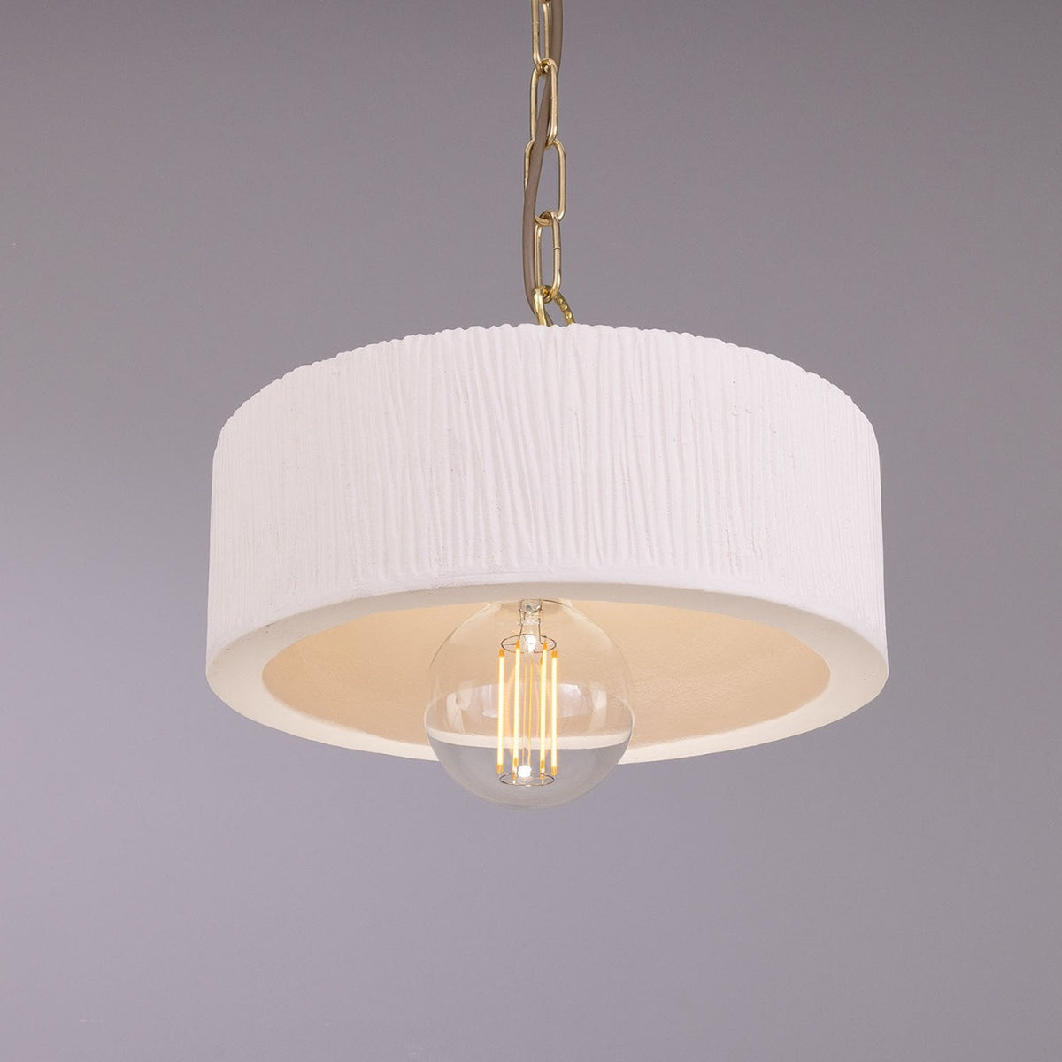 Seville Ceramic Pendant Light - Matt White Striped