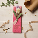 Awesome Sister Crochet Tulip Flower Bundle with Tag - Pink
