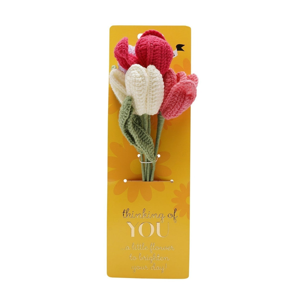 Thinking of You Crochet Tulip Flower Bundle on Printed Card
