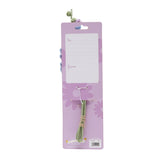 Wonderful Nana crochet flower bundle gift card with lilac floral design, blank "to/from" tag, and attached green yarn stems on a white background.