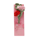 Congrats Crochet Flower Bundle with Two Roses - Pink & Red