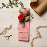 Congrats Crochet Flower Bundle with Two Roses - Pink & Red