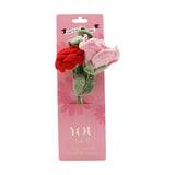 You Did It Crochet Rose Flower Bundle with Card - Pink & Green