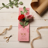 You Did It Crochet Rose Flower Bundle with Card - Pink & Green