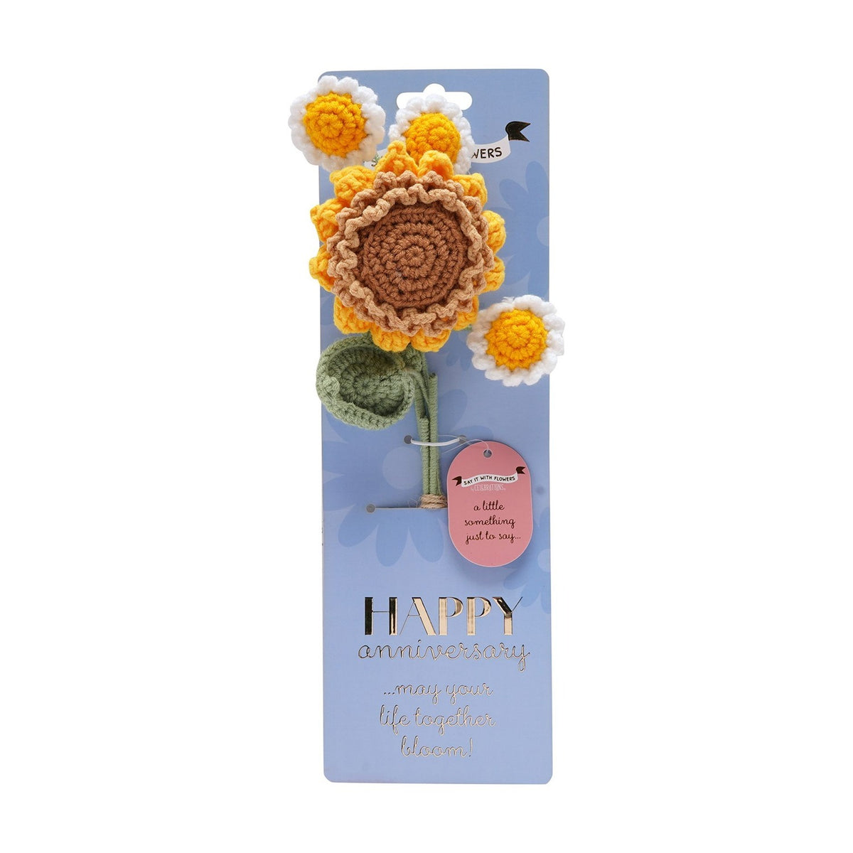 Happy Anniversary Crochet Sunflower Bundle - Yellow & Brown