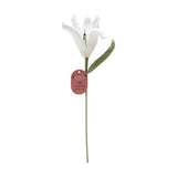 Crochet Lily Stem Ornament with Leaf 37cm - White & Green