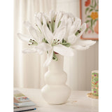Crochet Lily Stem Ornament with Leaf 37cm - White & Green