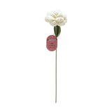 Crochet Single Rose Stem with Green Leaf 36cm - White