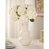 Crochet Single Rose Stem with Green Leaf 36cm - White