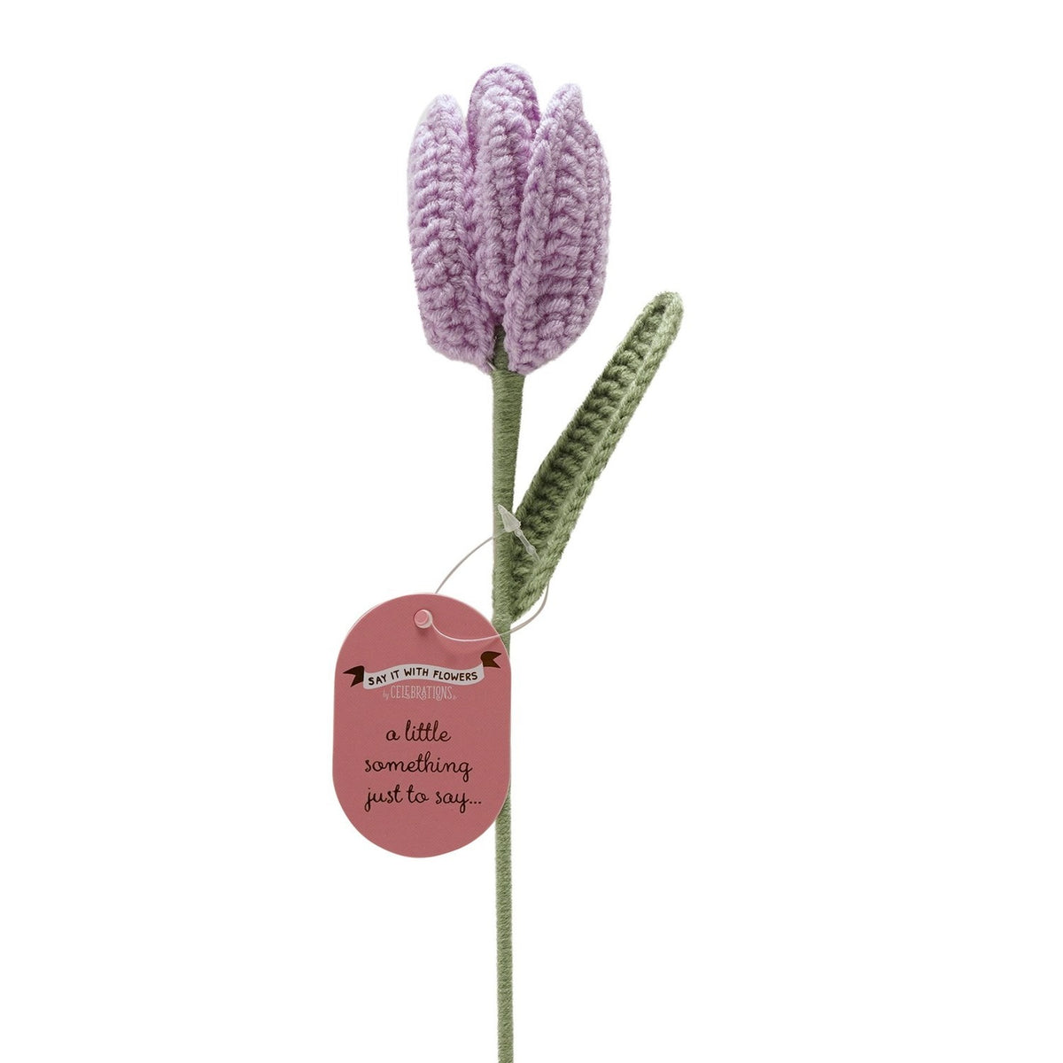 Single Stem Crochet Tulip Ornament 36cm - Purple & Green