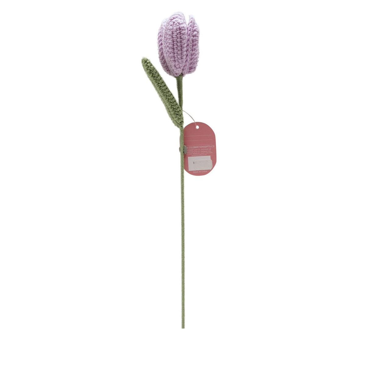 Single Stem Crochet Tulip Ornament 36cm - Purple & Green