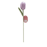 Single Stem Crochet Tulip Ornament 36cm - Purple & Green
