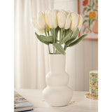 Crochet Tulip Stem Ornament with Leaf 36cm - Cream & Green