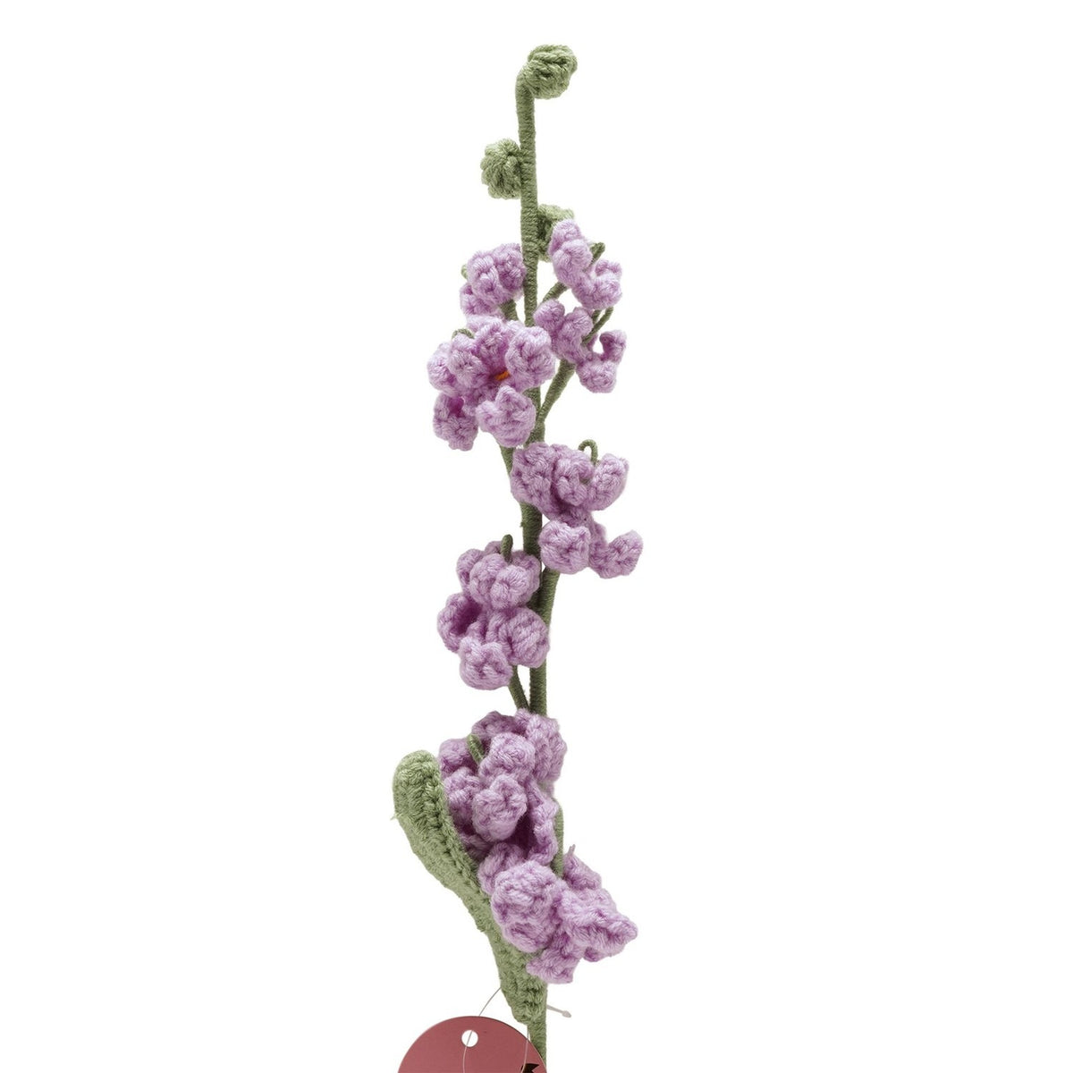Crochet Foxglove Stem Ornament with Green Leaf 35cm - Purple
