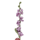 Crochet Foxglove Stem Ornament with Green Leaf 35cm - Purple