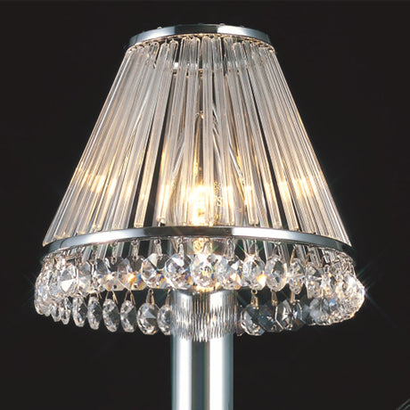 Crystal Clip-On Crystal Lampshade With Clear Glass Rods - Polished Chrome