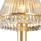 Crystal Clip-On Crystal Lampshade With Clear Glass Rods - French Gold