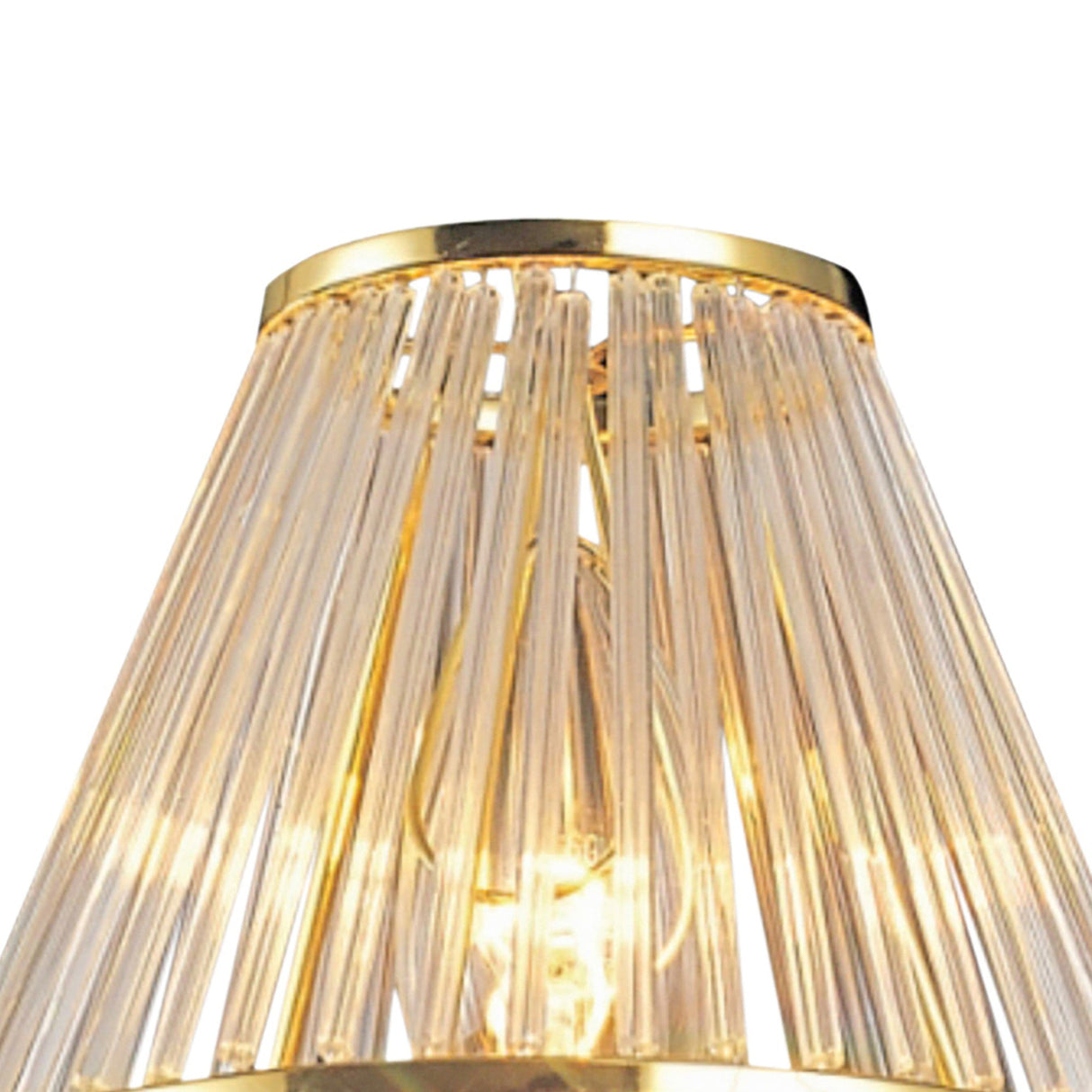 Crystal Clip-On Crystal Lampshade With Clear Glass Rods - French Gold