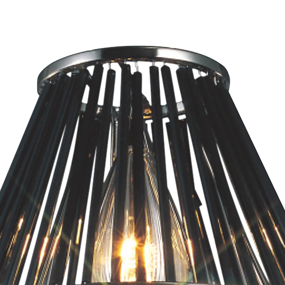 Crystal Clip-On Crystal Lampshade With Black Glass Rods - Black Chrome