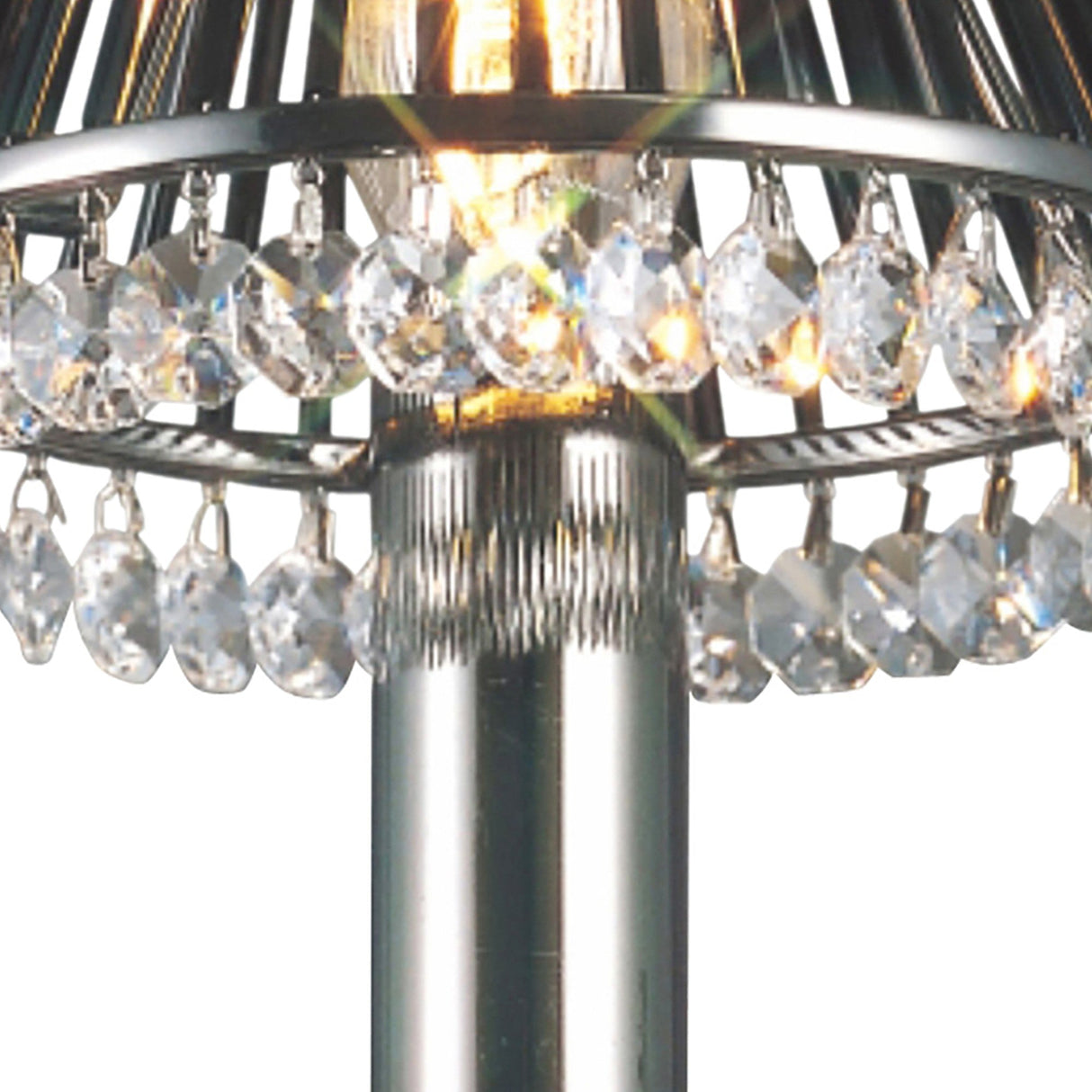 Crystal Clip-On Crystal Lampshade With Black Glass Rods - Black Chrome