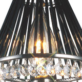 Crystal Clip-On Crystal Lampshade With Black Glass Rods - Black Chrome
